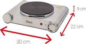 Plita electrica inox Zilan ZLN0535, 33x10x30, 1 arzator, 1500 W, termostat reglabil