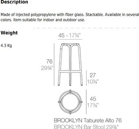 Scaun de bar exterior / interior design modern premium BROOKLYN BAR STOOL mustariu
