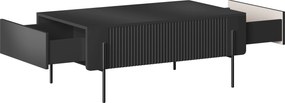 Măsuță de cafea Malmi 100 cm cu sertare - negru mat / picioare negre