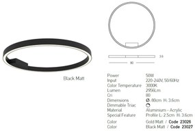 Plafoniera LED dimabila design slim Ridley aurie D-80cm