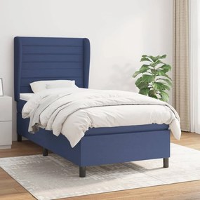 vidaXL Pat box spring cu saltea, albastru, 80x200 cm, textil