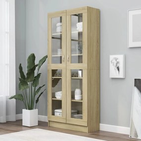 802771 vidaXL Dulap vitrină, stejar sonoma 82,5x30,5x185,5 cm lemn prelucrat