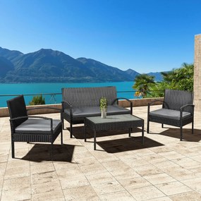 Juskys Set rattan Trinidad - negru