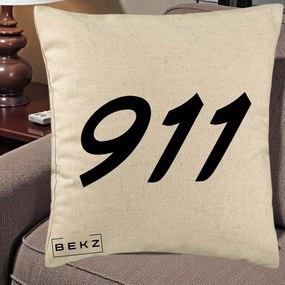 Perna Personalizata 911 Bold, 40x40 cm, Bej, Husa Detasabila, Perna Inclusa, BEKZ®