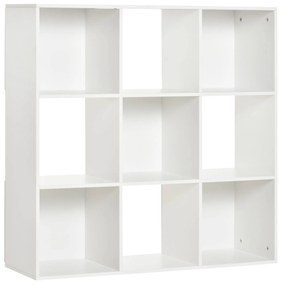 Biblioteca Albă pentru Casa si Birou, Raft cu Design Modern cu 9 Compartimente din Lemn, 91,5 x 29,5 x 91,5 cm HOMCOM | Aosom Romania