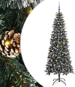 vidaXL Brad de Crăciun artificial Verde 210 cm PVC și Plastic și Oțel