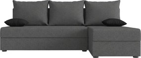 Coltar extensibil de colt VALERIO SLIM, gri inchis, reversibil, 200x140 cm + 2 perne GRATUIT
