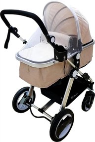 Carucior nou nascuti 2 in 1 Baby Care™ PRO S535, Cadru Aluminiu, roti din cauciuc plin,landou reversibil, Spatar reglabil in 3 trepte,Crem