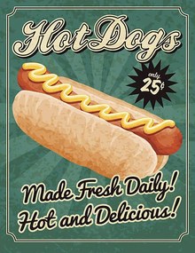 Ilustrație Vintage Hot Dog Poster, bortonia