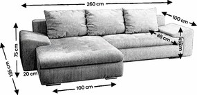 Colțar extensibil dumonde cu ladă de depozitare si sezut confortabil din spuma high-density, Leonardo Royal Albastru 260x185 cm II