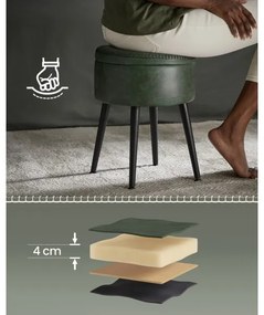 Taburet din piele CORE, verde