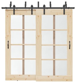 vidaXL Set feronerie pentru uși glisante, negru, 213,5 cm, oțel