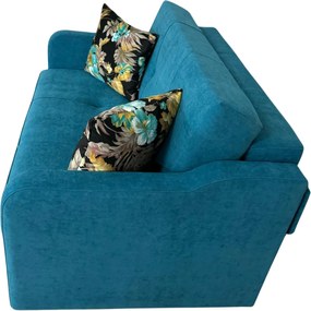 Canapea SAMY extensibila, 2 locuri, cu lada de depozitare, albastru, cadru metalic , 152x100x92 Albastru, Stofa