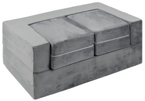 Canapea modulară pentru copii, spumă cu memorie, țesătură din velur, Bonus pernă în formă de semilună, 50x100x40 cm, Gri
