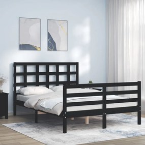 3193985 vidaXL Cadru de pat cu tăblie, negru, 120x200 cm, lemn masiv