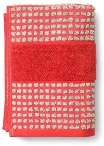 Prosop roșu din bumbac organic din frotir 50x100 cm Check – JUNA