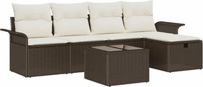 vidaXL Set de canapele pentru grădină 6 pcs Maro și Crem poliratan