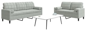 vidaXL Set de canapele cu perne, 2 piese, gri deschis, catifea