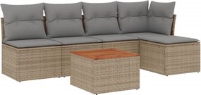 vidaXL Set canapele de grădină, 6 piese, cu perne, bej, poliratan