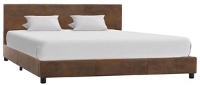 vidaXL Cadru de pat, maro, 120x200 cm, piele întoarsă ecologică