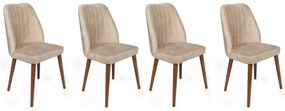 Set de scaune de sufragerie Alfa Cream and Walnut, 4 buc.