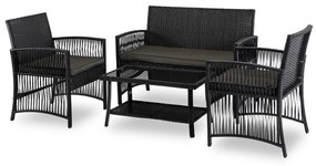 JAKS Mobilier Rattan negru Filadelfia