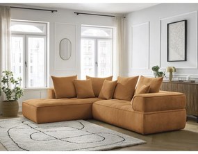 Colțar galben muștar cu tapițerie din chenille (cu colț pe partea stângă/în formă de ”L”) Whesley – Bobochic Paris