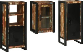 vidaXL Set de mobilier pentru baie cu raft 3 pcs Lemn recuperat solid