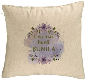 Perna Decorativa pentru Bunica 2, 40x40 cm, Bej, Husa Detasabila, Burduf