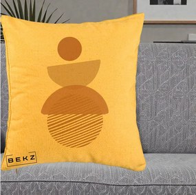 Perna Decorativa Geometric Boho Forme Terracotta, 40x40 cm, Galben, Husa Detasabila, Perna Inclusa, BEKZ®
