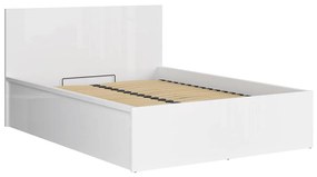 Pat matrimonial 140 cm Tetrix 8 (alb lucios) (cu somieră) (cu sp. depozitare). Promo -30%. 1098488