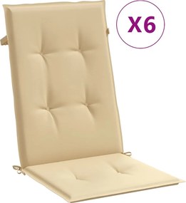 vidaXL Perne scaun cu spătar înalt 6 buc. melanj bej 120x50x4cm textil