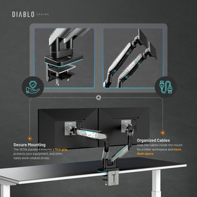 Suport dublu pentru monitoare de 49 de inchi, gri-negru RGB X-Arm Dual