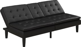 Canapea neagră extensibilă cu tapițerie din imitație de piele 191 cm Maine – Støraa