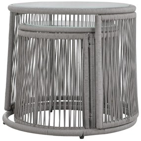 Set de lounge de grădină din 6 piese, frânghie împletită manual cu cadru din fier, 2x fotolii, 2x canapele cu 2 locuri și 2x mese, Gri