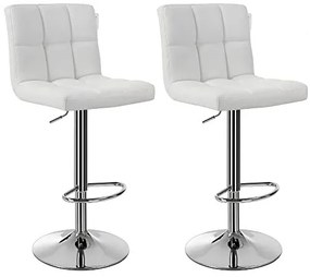 Set 2 scaune bar albe din piele ecologica si metal, 44,5x38x95cm Vasagle