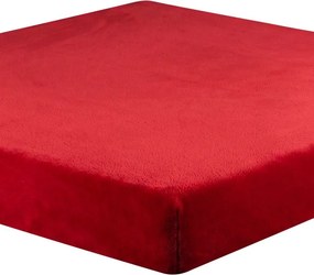 decoDoma Cearceaf cu elastic din micropluş roşu pat simplu