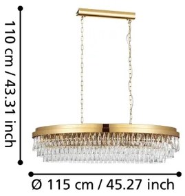 Lustră pe lanț VALPARAISO 13xE14/40W/230V aurie Eglo 39463