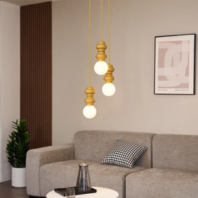 Lampă pendantă retro galben muștar cu sticlă mată 3 lumini - Fedde