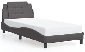 3214071 vidaXL Cadru de pat cu lumini LED, gri, 80x200 cm, piele ecologică