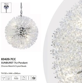 Lustra suspendata design deosebit din margele din sticla Sunburst 7Lt