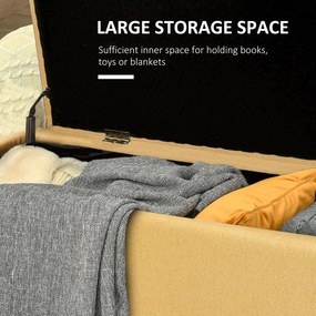HOMCOM Bancă de la Capătul Patului cu Spațiu de Depozitare și Acoperire în Poliester Galben, 101x38.5x44.5 cm | Aosom Romania