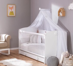 Patut din pal cu sertar pentru bebe Baby Cotton White, 140 x 70 cm