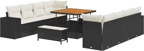vidaXL Set de canapele pentru grădină cu pernă 11 pcs Negru poliratan