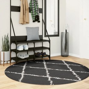 vidaXL Covor pufos &quot;PAMPLONA&quot; fire înalte negru/crem modern Ø 160 cm