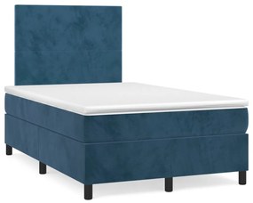 3269987 vidaXL Pat box spring cu saltea, albastru închis, 120x190 cm, catifea