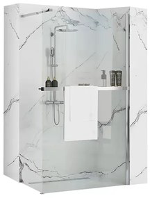 Paravan de dus tip Walk-in Rea Aero N 120x195 cm si etajera cu suport crom