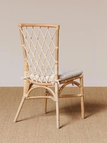 Scaun dining bej din rattan cu perna Crosses