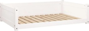 vidaXL Pat pentru câini, alb, 105,5x75,5x28 cm, lemn masiv de pin