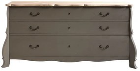 Comoda gri, din lemn de pin, cu 3 sertare, aspect vintage, Charlotte
